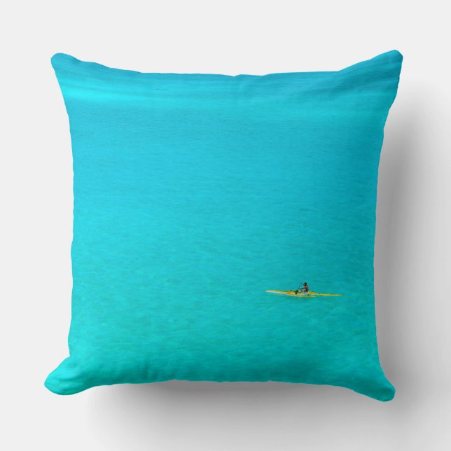 Coussin Canoë de tangon dans le carreau de Bora Bora (Recto)
