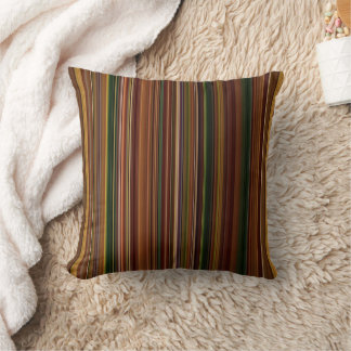 Coussin Canopée d'automne marron et vert rayé