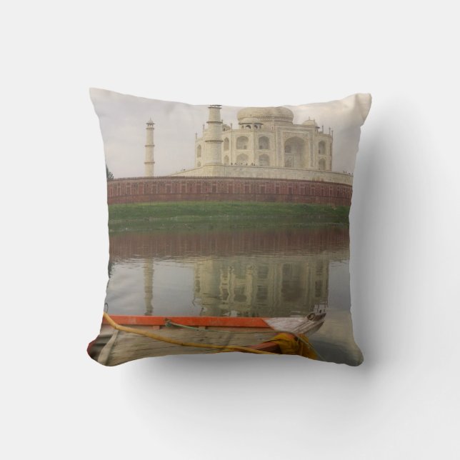 Coussin Canot dans l'eau avec le Taj Mahal, Agra, Inde (Recto)
