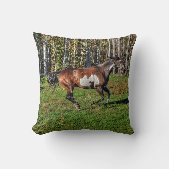 Coussin Canotage Pinto Peinture Cheval & Arbres Equine Pho (Recto)