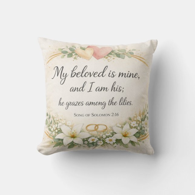 Coussin Cantique des Cantiques 2:16 - Verset biblique d'am (Recto)
