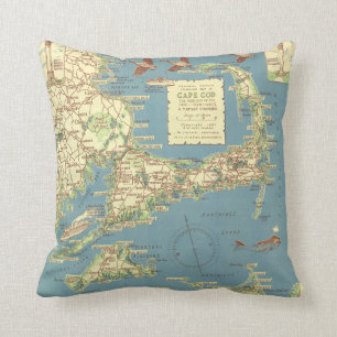 Coussin Cape Cod vintage Map (1940)