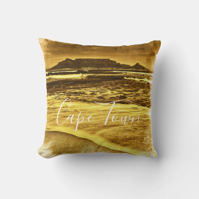 Coussin Cape Town Table Mountain Ocean Waves Beach (Recto)