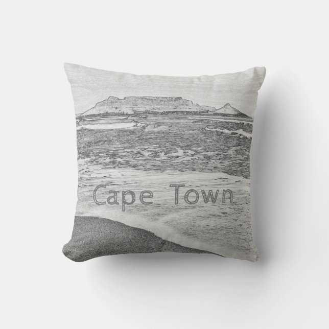 Coussin Cape Town Table Mountain Ocean Waves Beach (Recto)