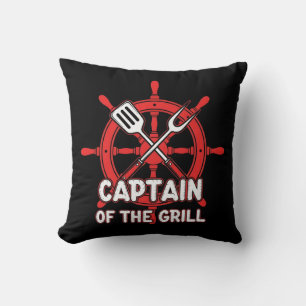 Coussin Capitaine de barbecue drôle à la voile de la grill