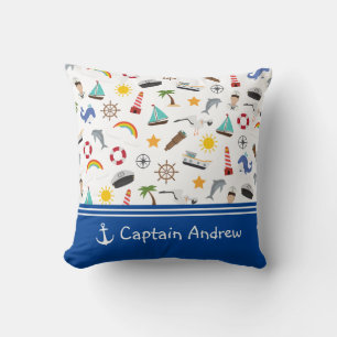 Coussin Capitaine du jeune garçon marin nautique