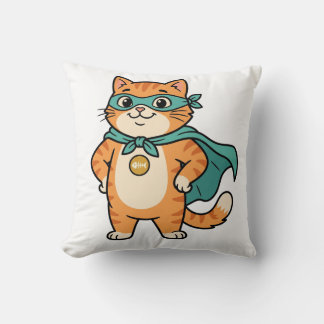 Coussin Capitaine Whiskerton – Joli Super-héros Tabby Oran