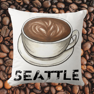 Coussin Cappuccino Latte Coffee Cup de Seattle Washington 