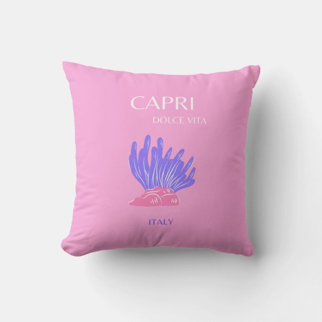 Coussin Capri, Italie, Preppy, rose (Recto)
