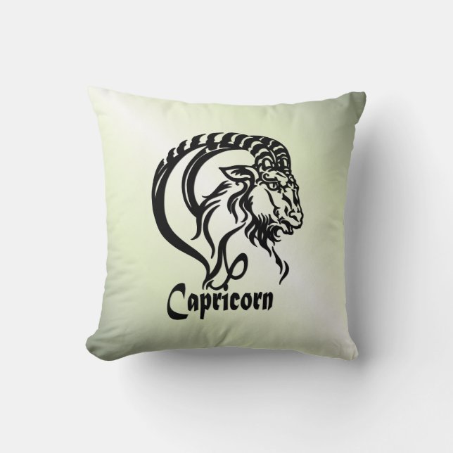 Coussin Capricorne Chèvre de mer Zodiac vert (Recto)
