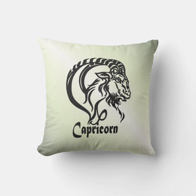Coussin Capricorne Chèvre de mer Zodiac vert (Recto)