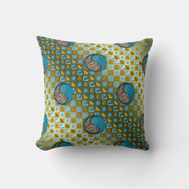 Coussin Capricorne & Serpent d'eau (Recto)