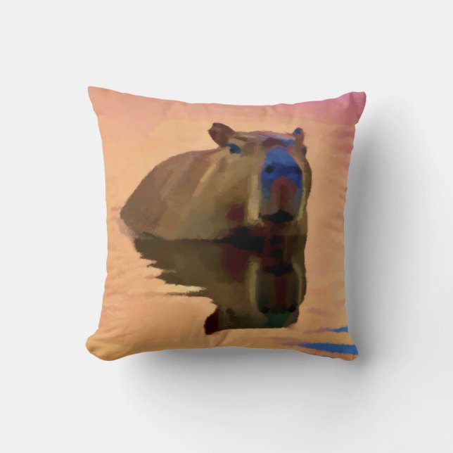Coussin Capybara Émergée d'un lac paisible (Recto)