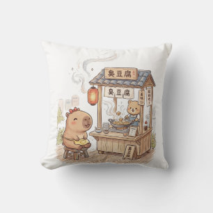 Coussin Capybara joyeux au stand de tofu puant Nuit de T