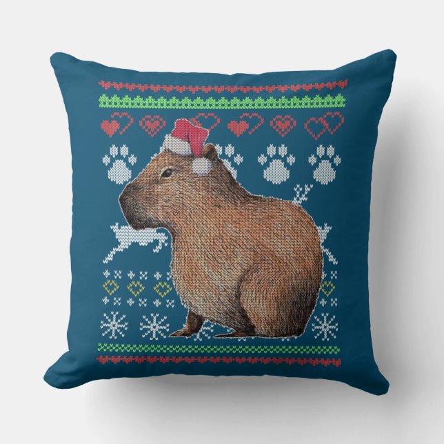 Coussin Capybara Père Noël-Claus Ugly Christmas Sweat Holi (Recto)