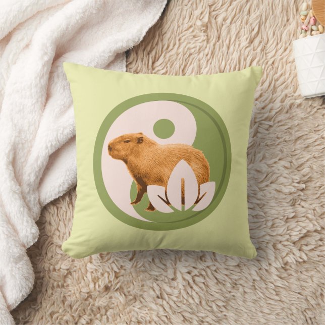 Coussin Capybara Zen Yin Yang Nature Paisible (Couverture)