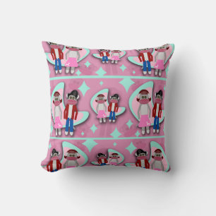 Coussin Caractère de dessin amusant Sock Monkey Madness