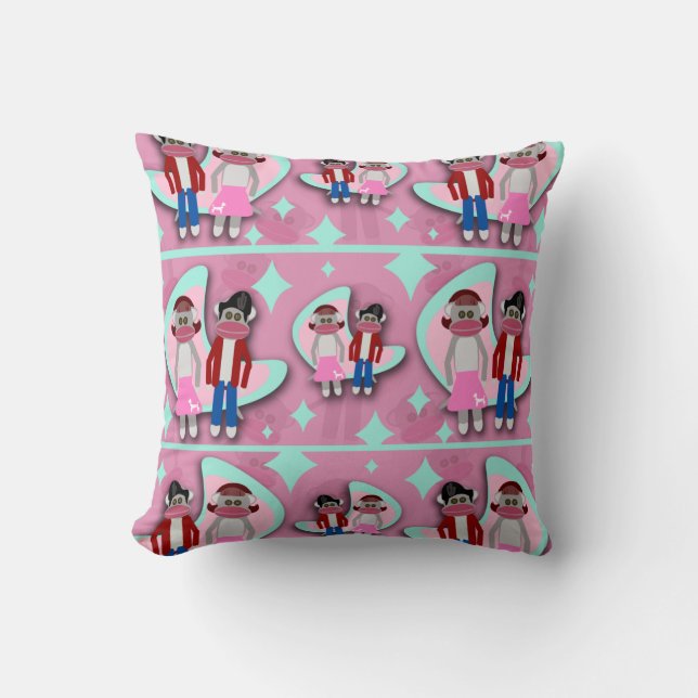 Coussin Caractère de dessin amusant Sock Monkey Madness (Recto)