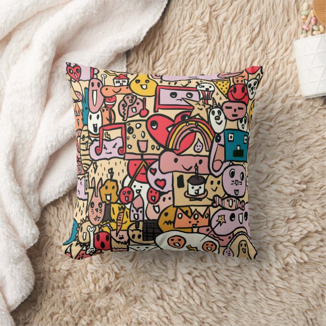 Coussin Caractère du dessin Main tiré Jeu Motif enfants (Couverture)