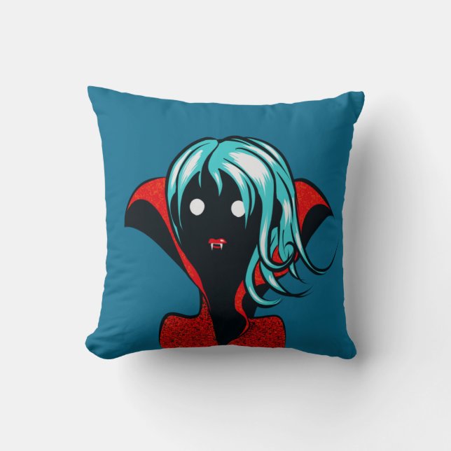 Coussin Caractère gothique de fille vampire Halloween (Recto)