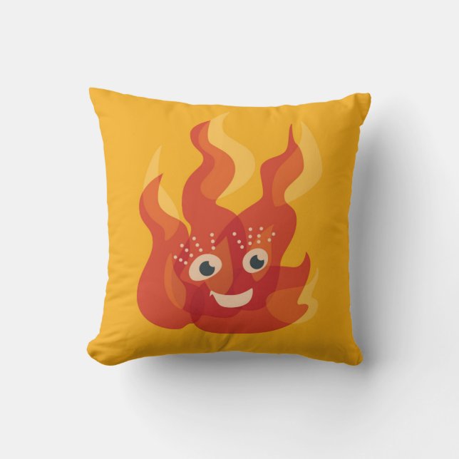 Coussin Caractère heureux de flamme brûlante du feu (Recto)