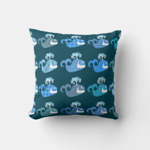 Coussin Caractères de dessin de baleine joyeux