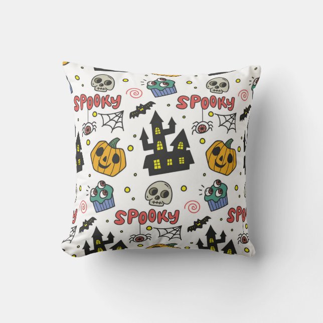 Coussin Caractères d'Halloween : Motif Whimsical Seamless (Recto)