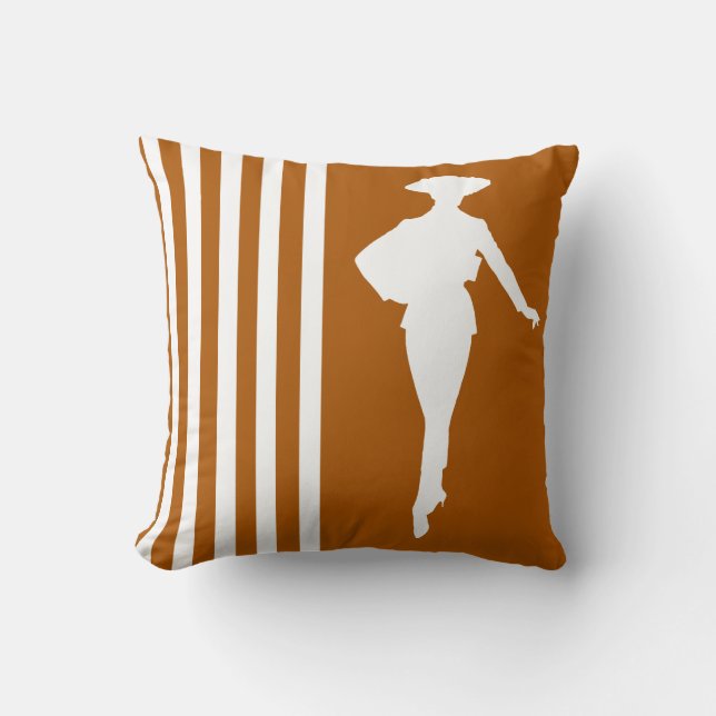 Coussin Caramel Grandes Modernes avec Silhouette Mode (Recto)