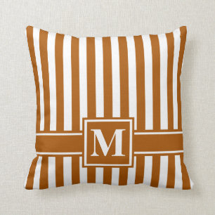 Coussin Caramel Grille moderne avec Monogramme