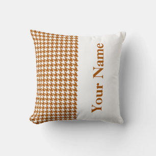 Coussin Caramel Houndstooth moderne avec nom