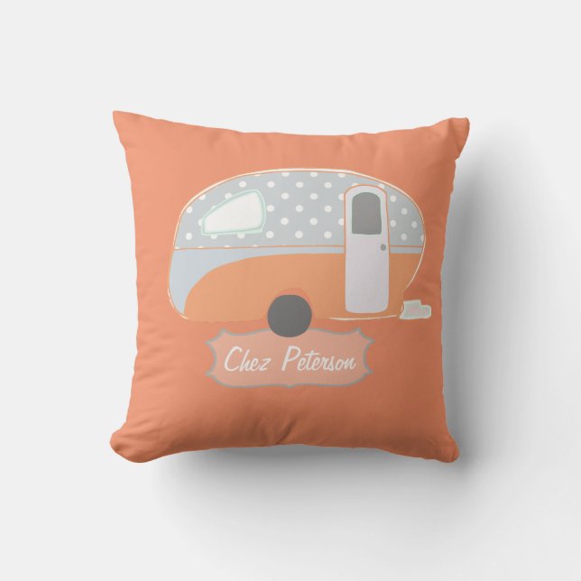 Coussin Caravane Rétro Orange (Recto)