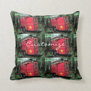Coussin Caravane rouge Tzigane customisée Sur caravane