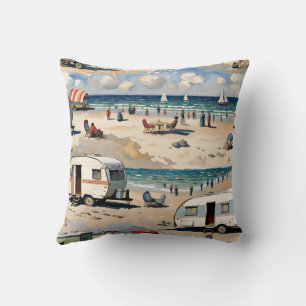 Coussin Caravane vintage sur la plage