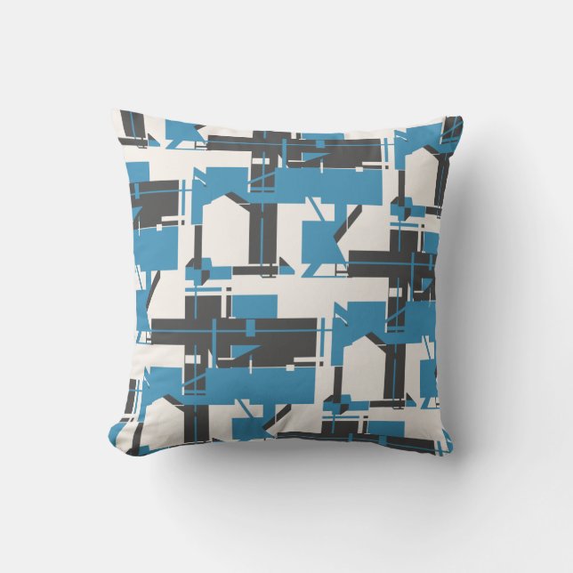Coussin Carbone Turquoise Hors-blanc Géométrique MCM Look (Recto)