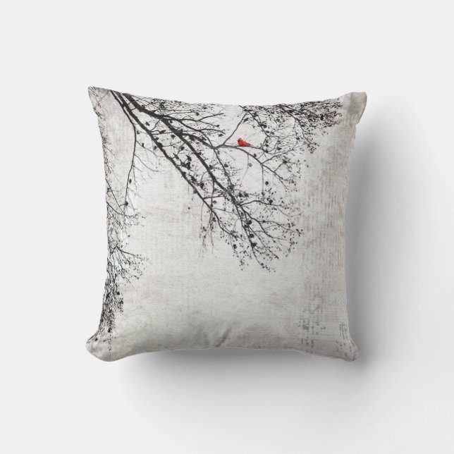 Coussin Cardinal dans un arbre, Copyright Karen J Williams (Recto)