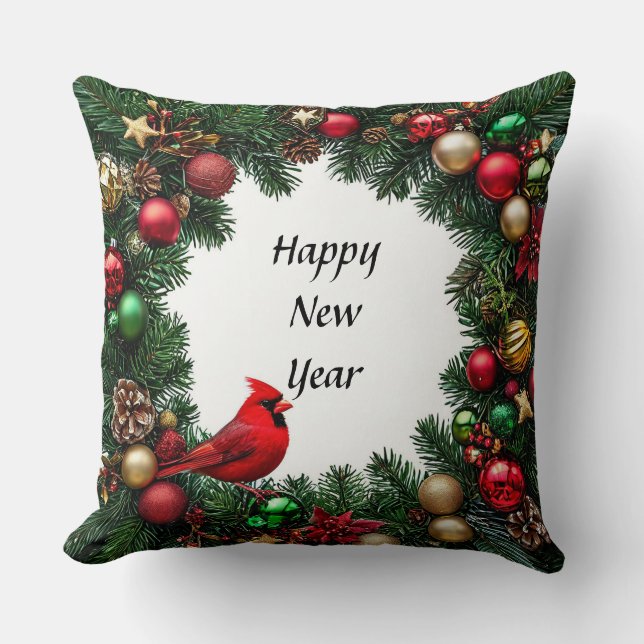 Coussin Cardinal rouge dans la décoration festive (Recto)