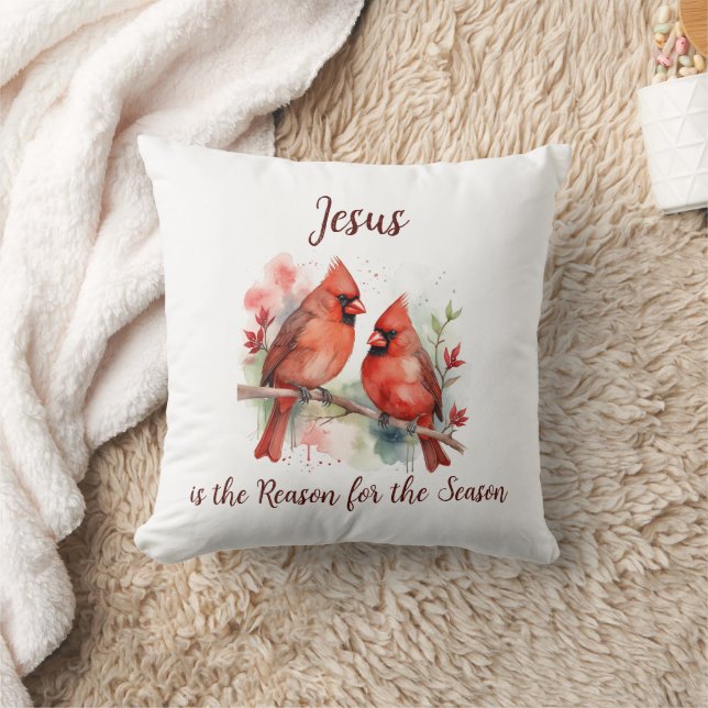 Coussin Cardinal rouge de Noël Jésus raison de la saison (Couverture)