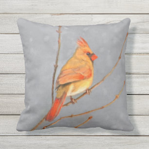 Coussin Cardinal sur la peinture de branche - Art original