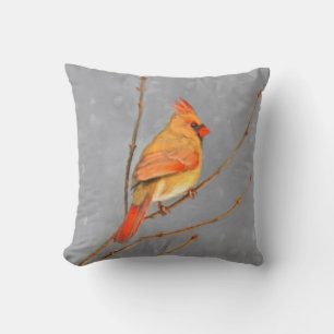 Coussin Cardinal sur la peinture de branche - Art original