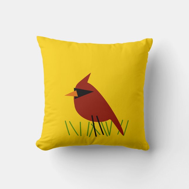 Coussin Cardinal sur l'herbe avec Jaune clair (Recto)