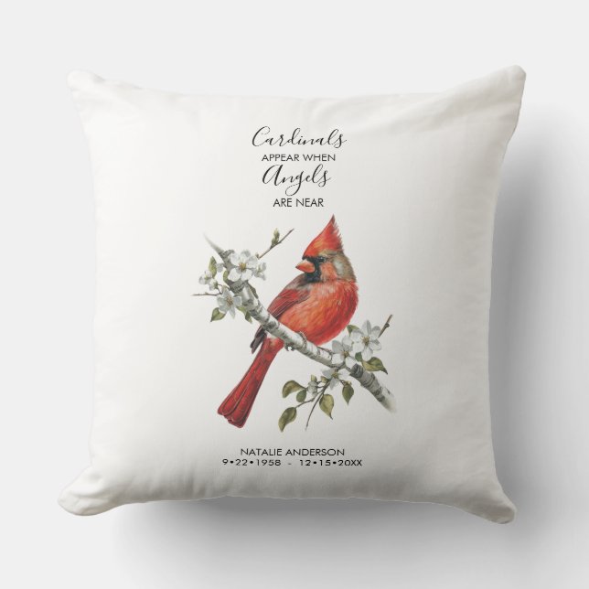 Coussin Cardinals appear when angels are near Memorial (Recto)