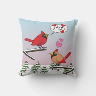 Coussin Cardinaux du Nord Rouge mignonne Amour Paysage hiv
