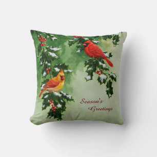 Coussin Cardinaux rouges mâle et femelle