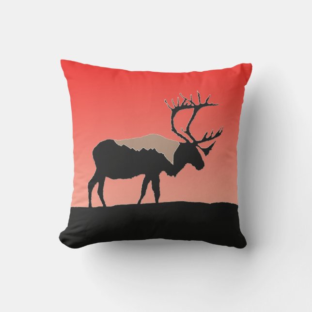 Coussin Caribou au coucher du soleil - Art original de la  (Recto)