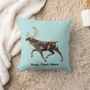 Coussin Caribou/Reindeer d'art populaire
