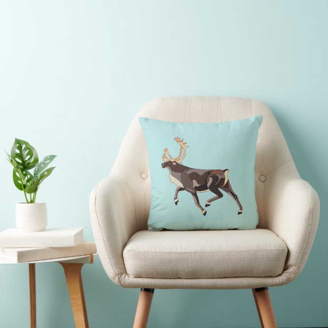 Coussin Caribou/Renne d'art populaire (Chaise)
