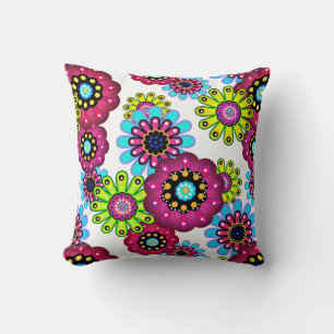 Coussin Caricature amusante Abstraite fleurs fleuris enfan