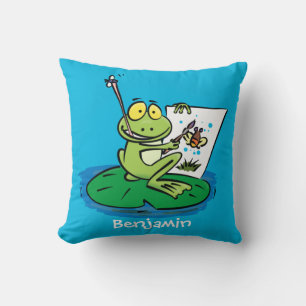 Coussin Caricature amusante de grenouille verte