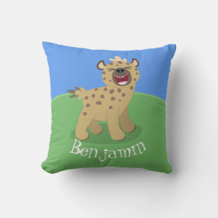 Coussin Caricature amusante hyena riant illustration