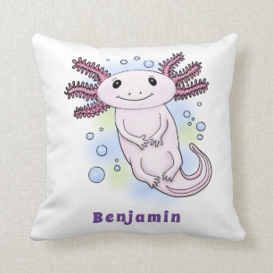 Coussin Caricature axolotl rose adorable